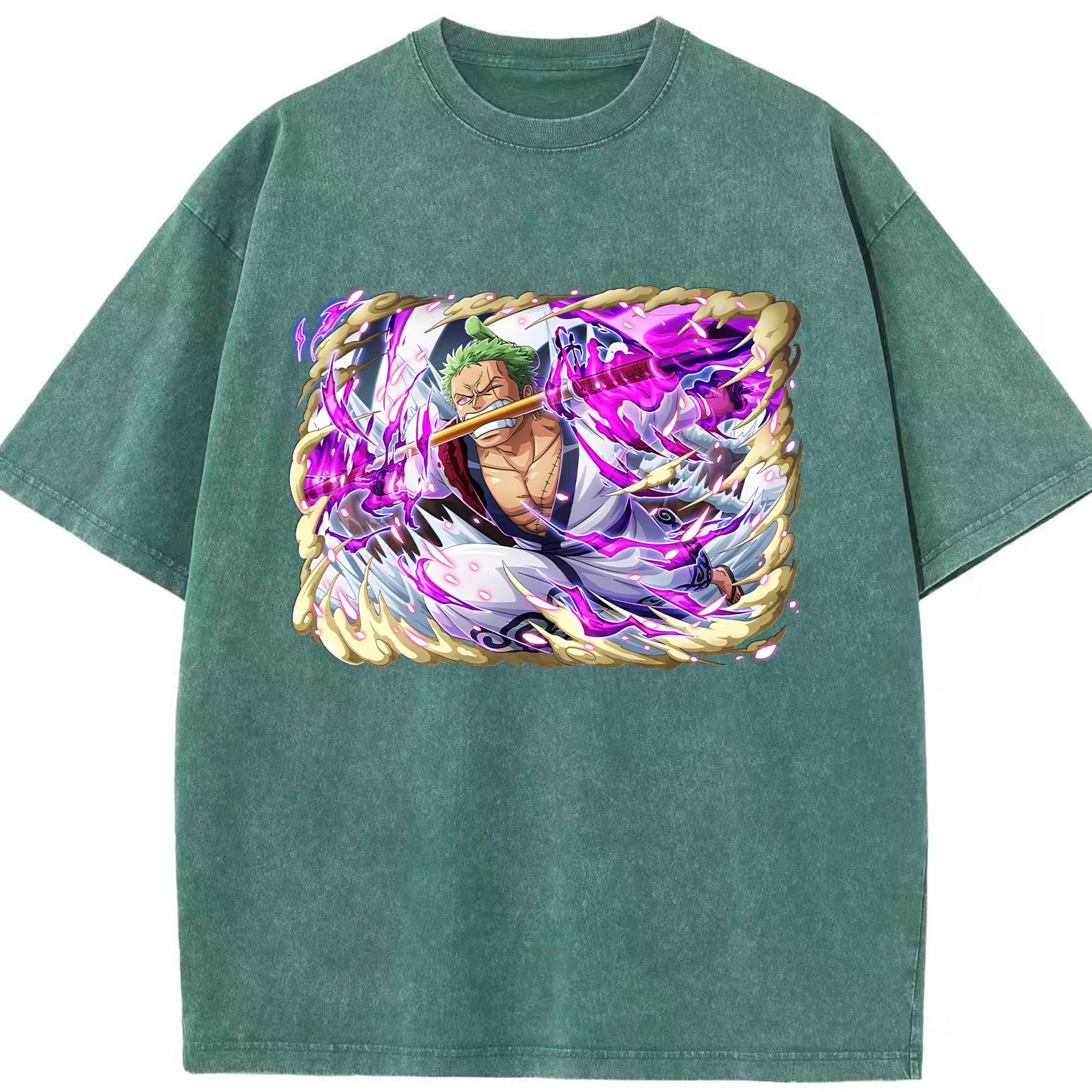 ワンピース ロロノア・ゾロ ONE PIECE Roronoa Zoro 綿100% ヴィンテージ風 半袖Tシャツ（フロントプリント）